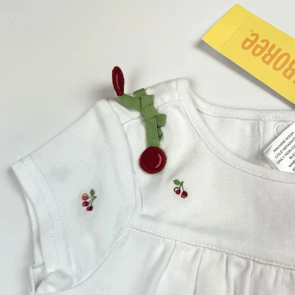 NWT Gymboree Girl Seersucker Stripe Cheery Capri & Cherry Top Size 6-12Months